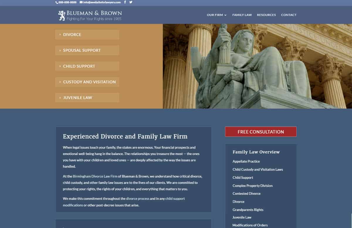 Lawyer website sample: Divorce Attorney website design